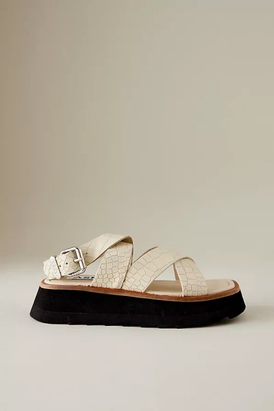 Asra Santos Cross-strap Leather Sandals In White