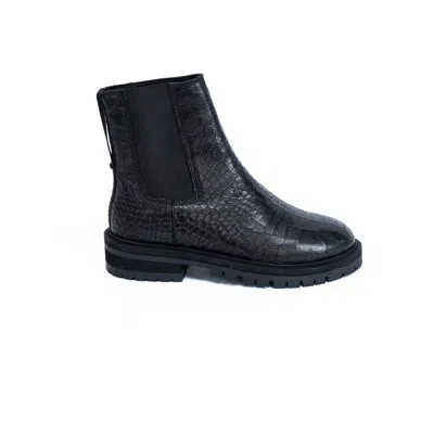 Asra Women's Clovie Black Croc Chelsea Boot
