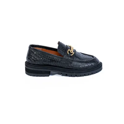 Asra Women's Francine Black Croc Loafer