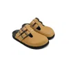 Asra Women's Neutrals Neptune - Natural Tan Leather Clog In Black/brown