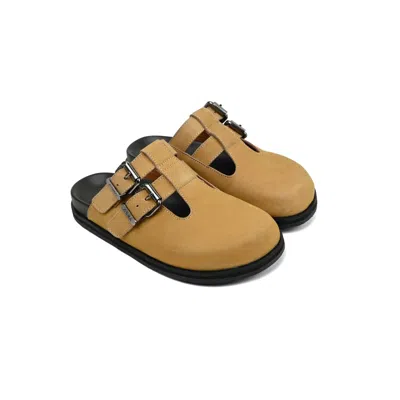 Asra Women's Neutrals Neptune - Natural Tan Leather Clog In Black/brown