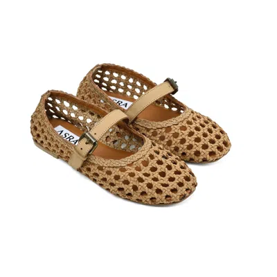 Asra Women's Neutrals Noa - Leather Tan Natural Ballerina In Black/brown