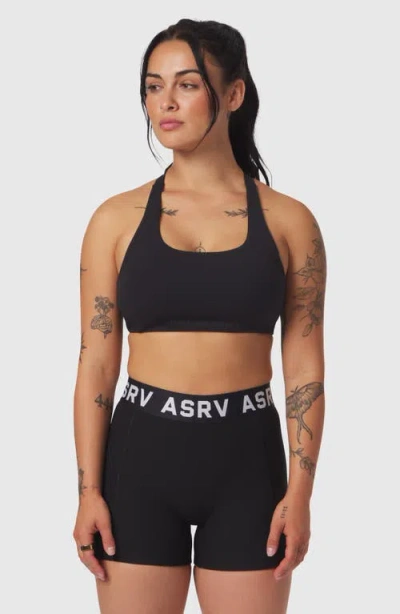Asrv Lycra Hybrid Sports Bra In Black