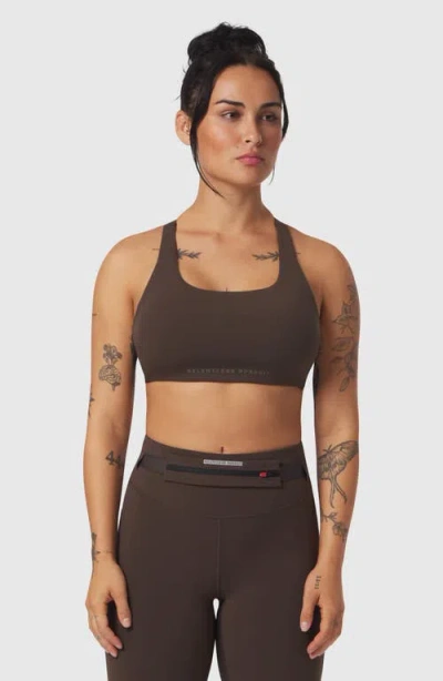 Asrv Lycra Hybrid Sports Bra In Brown