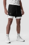 Asrv Tetra-lite™ 5-inch 2-in-1 Lined Shorts In Black Cyber/ White