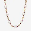 ASSAEL 18K GOLD, SOUTH SEA CULTURED PEARL AND RUBY 33.89CT. TW. STATION NECKLACE N4541