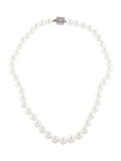 Pre-owned Assael 18k Pearl & Diamond Bead Strand, 16" In Multi