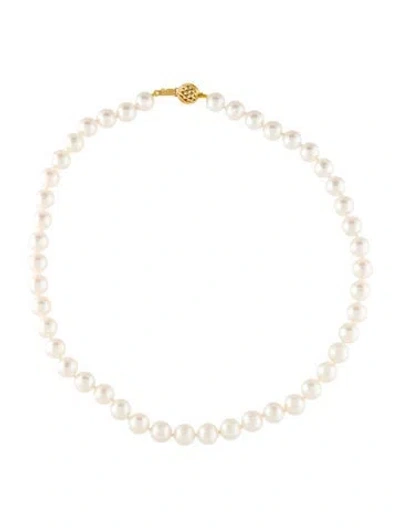 Pre-owned Assael 18k Pearl Bead Strand Necklace, 15.5" In Multi
