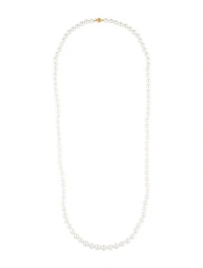 Pre-owned Assael 18k Pearl Bead Strand Necklace, 31" In Multi
