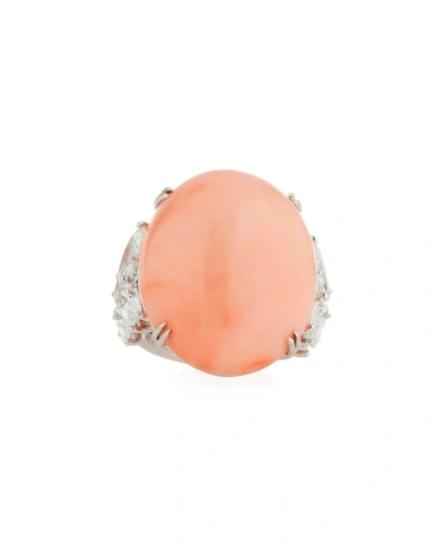 Assael 18k White Gold Angel Skin Coral Ring In Multi