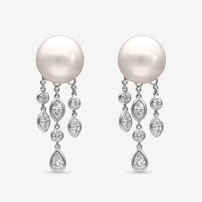 Assael 18k White Gold, Diamond 2.08ct. Tw. And South Sea Pearl Chandelier Earrings