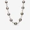 ASSAEL 18K WHITE GOLD, TAHITIAN NATURAL COLOR CULTURED PEARL AND MOONSTONE STRAND NECKLACE N4450