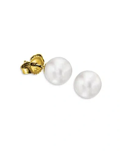 Assael 18k Yellow Gold Akoya Program Japanese Akoya Cultured Freshwater Pearl Stud Earrings In White/gold