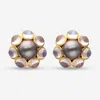ASSAEL 18K YELLOW GOLD, SOUTH SEA CULTURED PEARL AND MOONSTONE HUGGIE EARRINGS