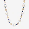 ASSAEL 18K YELLOW GOLD, SOUTH SEA CULTURED PEARL AND SAPPHIRE 21.14CT. TW. STATION NECKLACE N4509