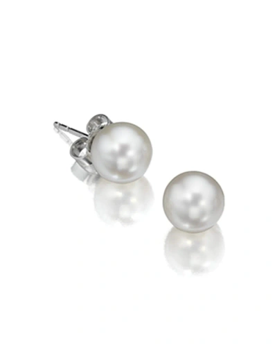 Assael Akoya Cultured 9.5mm 18k White Gold Pearl Stud Earrings In Metallic