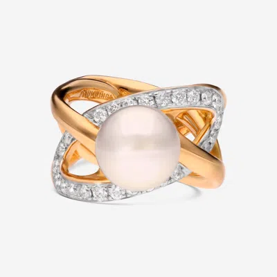Assael Angela Cummings 18k Yellow Gold, South Sea Pearl And Diamond 0.84ct. Tw. Statement Ring Sz. 7 Acr001 In Multi