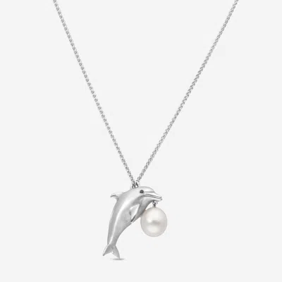 Assael Julie Parker Endangered Species 18k White Gold, South Sea Cultured Pearl And Sapphire Dolphin Pendan In Multi