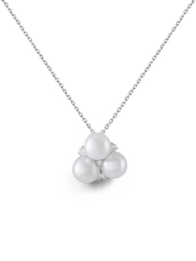 Pre-owned Assael Pearl And Diamond Necklace In Silver