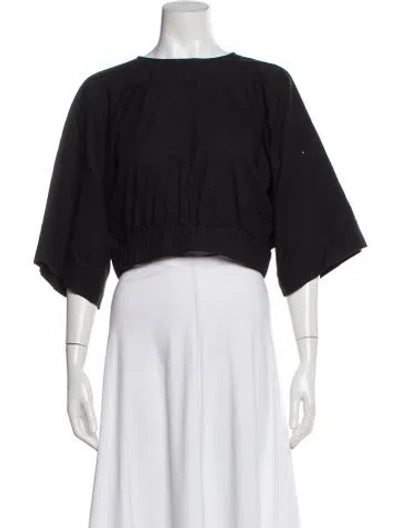 Pre-owned Assembly Crew Neck Short Sleeve Crop Top In Black