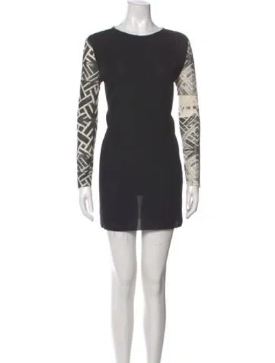 Pre-owned Assembly Printed Mini Dress In Black