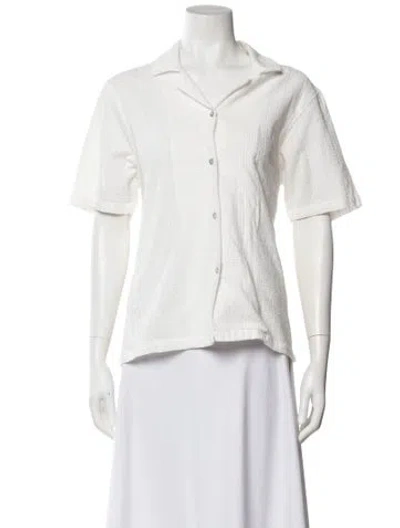 Pre-owned Assembly Short Sleeve Button-up Top In White