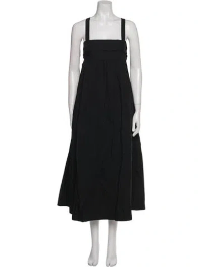 Pre-owned Assembly Square Neckline Midi Length Dress In Black