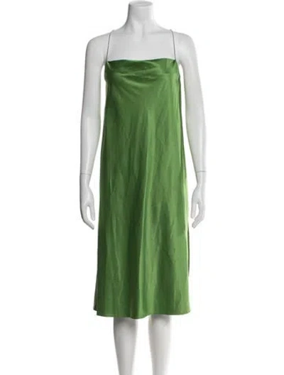 Pre-owned Assembly Square Neckline Midi Length Dress In Green