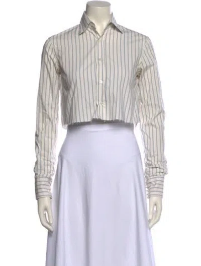 Pre-owned Assembly Striped Long Sleeve Crop Top In Multi