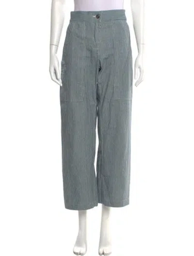 Pre-owned Assembly Striped Wide Leg Pants In Blue