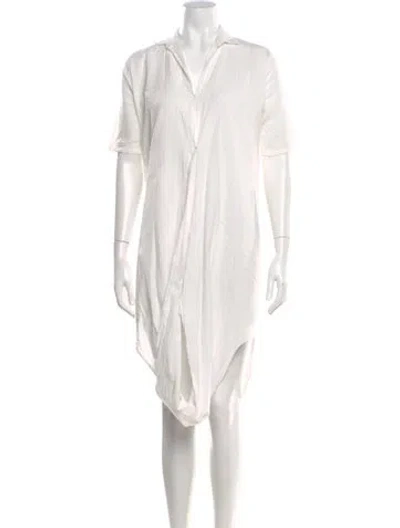 Pre-owned Assembly V-neck Midi Length Dress In White