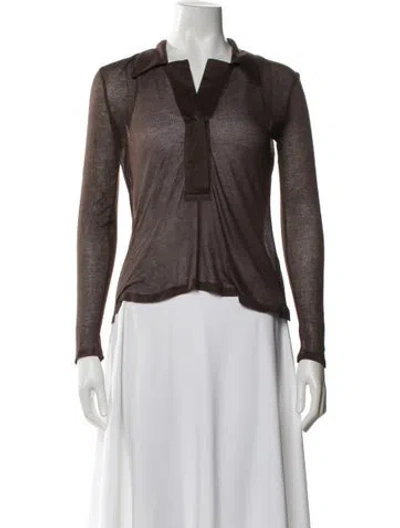 Pre-owned Assembly Wool Long Sleeve Top In Brown