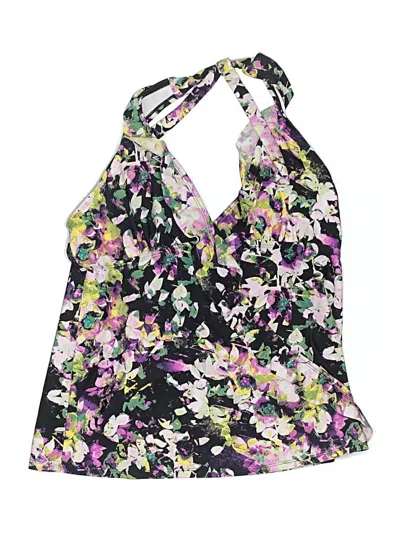 Pre-owned Assets Swimsuit Top Black Floral Pattern Swimwear