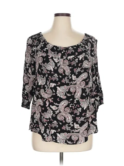 Pre-owned Assorted Brands 3/4 Sleeve Blouse In Black