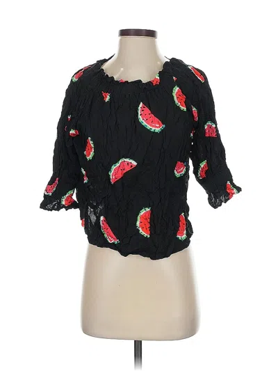 Pre-owned Assorted Brands 3/4 Sleeve Blouse In Black
