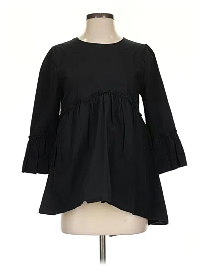 Pre-owned Assorted Brands 3/4 Sleeve Blouse In Black