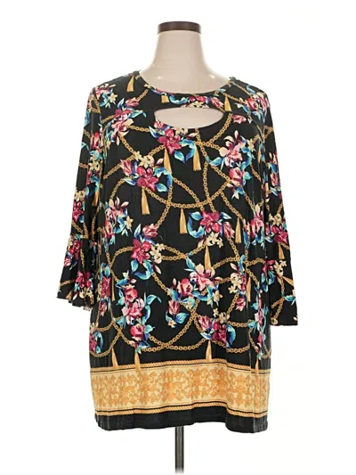 Pre-owned Assorted Brands 3/4 Sleeve Blouse In Black
