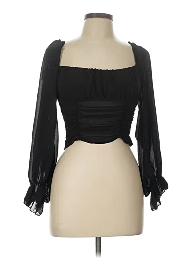 Pre-owned Assorted Brands 3/4 Sleeve Blouse In Black