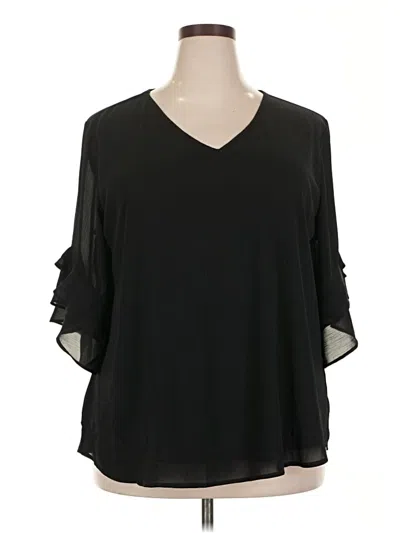 Pre-owned Assorted Brands 3/4 Sleeve Blouse In Black