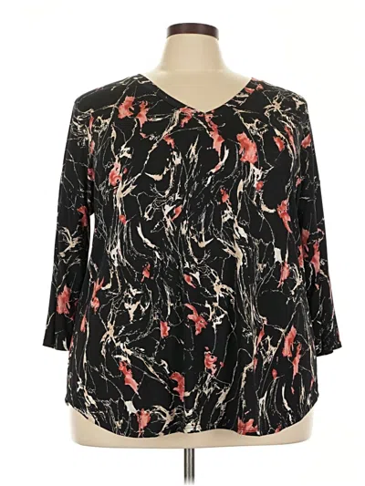 Pre-owned Assorted Brands 3/4 Sleeve Blouse In Black