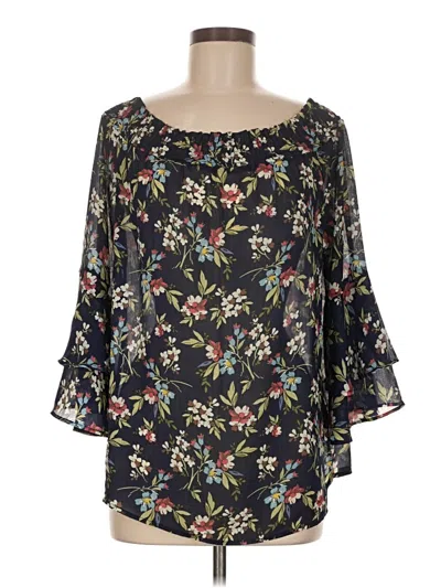 Pre-owned Assorted Brands 3/4 Sleeve Blouse In Black