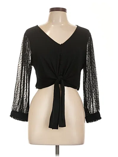 Pre-owned Assorted Brands 3/4 Sleeve Blouse In Black