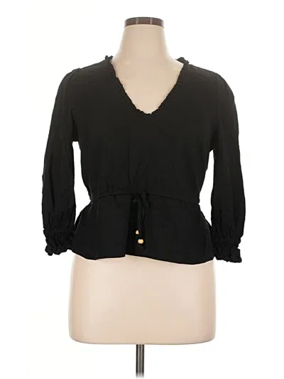Pre-owned Assorted Brands 3/4 Sleeve Blouse In Black