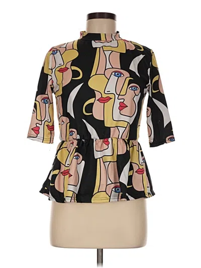 Pre-owned Assorted Brands 3/4 Sleeve Blouse In Black