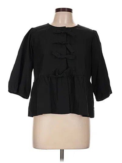 Pre-owned Assorted Brands 3/4 Sleeve Blouse In Black