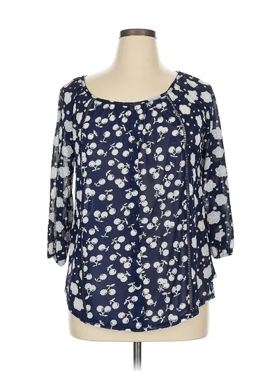 Pre-owned Assorted Brands 3/4 Sleeve Blouse In Blue