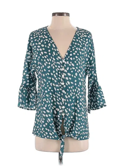 Pre-owned Assorted Brands 3/4 Sleeve Blouse In Blue