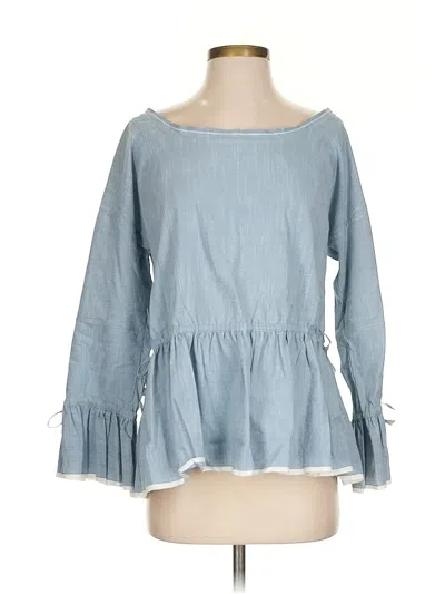 Pre-owned Assorted Brands 3/4 Sleeve Blouse In Blue