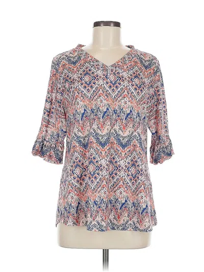 Pre-owned Assorted Brands 3/4 Sleeve Blouse In Blue