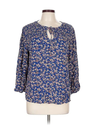 Pre-owned Assorted Brands 3/4 Sleeve Blouse In Blue